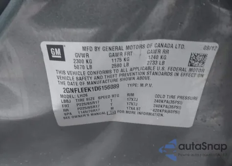 2013 Chevrolet Equinox 1Lt z USA, uszkodzony, nr VIN 2GNFLEEK1D6156089